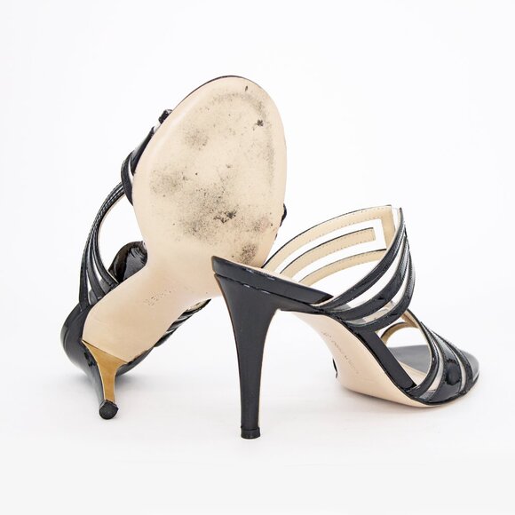 Marion Parke 'Larkin' geometric pvc slide sandals - Black - Picture 5 of 10